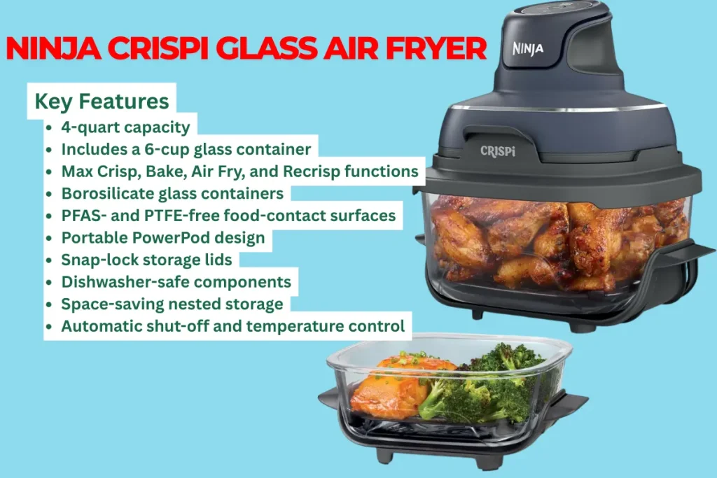 NINJA CRISPI GLASS AIR FRYER, 4-IN-1 - Best 5-Quart Air Fryer