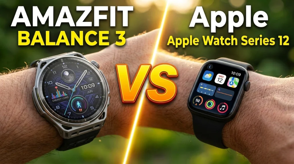 Amazfit Balance 3 vs Apple Watch Series 12: Battery, Health, GPS & Features Compared